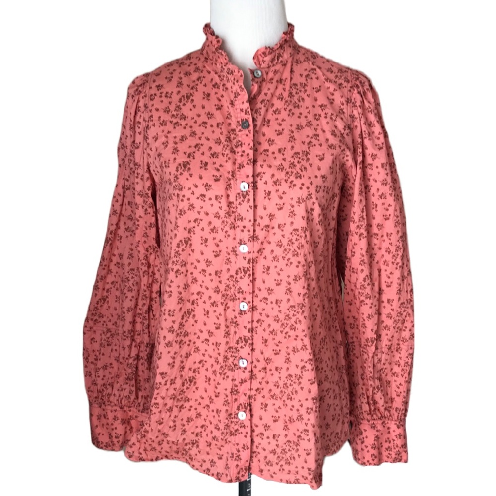 Hatch Sienna Top ruffle button down in pink floral